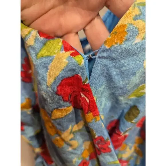 Pretty blue w/red & yellow flowered sundress by Lauren Conrad size 2X - Picture 4 of 7